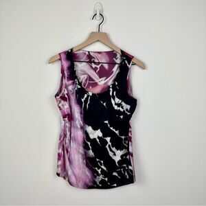 Elie Tahari Silk Blend Purple & Black Sleeveless Blouse, M